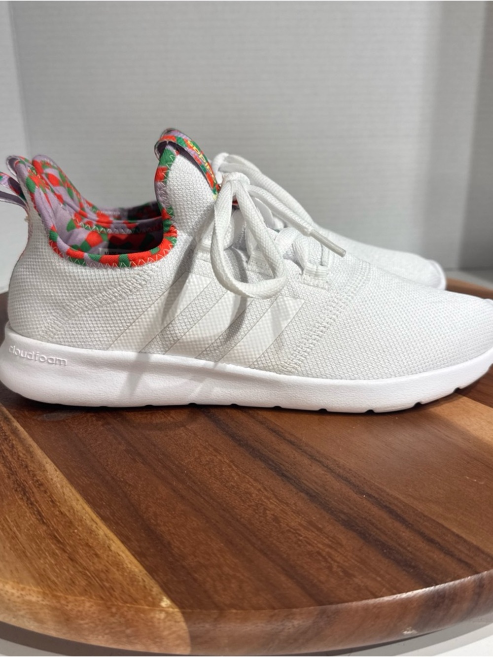 Adidas Cloudfoam Pure  Running Shoe Womens Size 8 US White Purple Orange Green